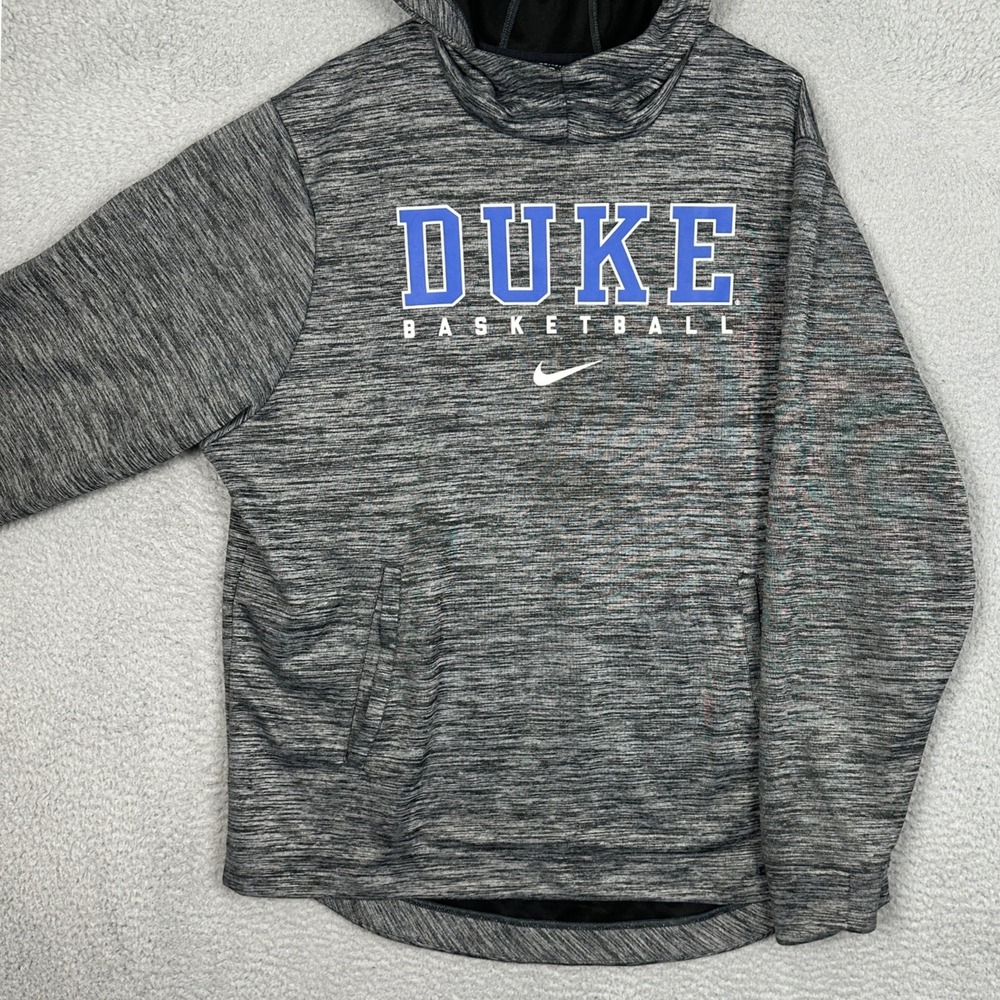 Duke Blue Devils Nike Hoodie Mens XL Dri-FIT Grey Black NCAA Pullover Sweatshirt